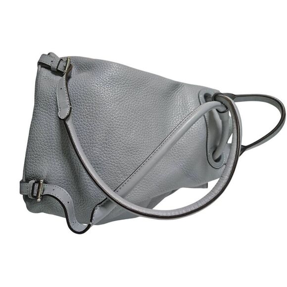 Michael Kors grey blue drawstring pebble leather backpack purse with matching wa - Picture 2 of 7